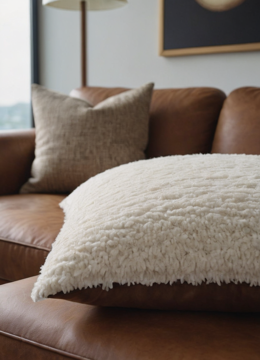 Brown and white boucle throw pillows