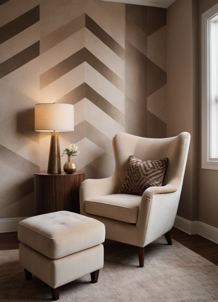 White and brown geometric wallpaper